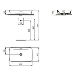 Ideal Standard Vasque Ipalyss Vision 65x40 Cm Avec Trop Plein Et Sans Plage De Robinetterie
