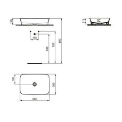 Ideal Standard Vasque Ipalyss Soie Blanche 55x38 Cm Sans Trop Plein Et Sans Plage De Robinetterie