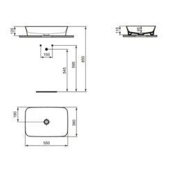 Ideal Standard Vasque Ipalyss Noir Mat 55x38 Cm Sans Trop Plein Et Sans Plage De Robinetterie