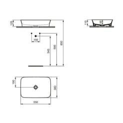 Ideal Standard Vasque Ipalyss Cachemire 55x38 Cm Sans Trop Plein Et Sans Plage De Robinetterie -Aqua Home Magasin vasque ipalyss e2076v4 cachemire 55x38 cm sans trop plein et sans plage de robinetterie 5