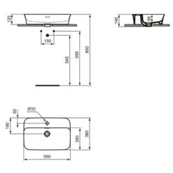 Ideal Standard Vasque Ipalyss Sauge 55x38 Cm Avec Trop Plein Et Avec Plage De Robinetterie