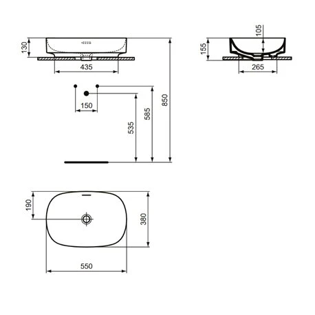 Ideal Standard Vasque Linda-X 55x38 Cm Blanc Brillant, Sans Trou Robinetterie, Avec Trop Plein 7 Ideal Standard Vasque Linda-X 55x38 Cm Blanc Brillant, Sans Trou Robinetterie, Avec Trop Plein – Image 5