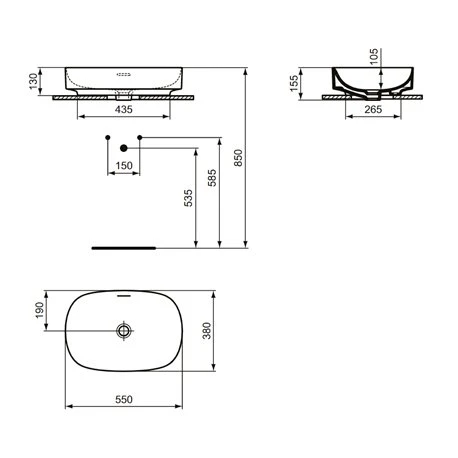 Ideal Standard Vasque Linda-X 55x38 Cm Soie Blanche, Sans Trou Robinetterie, Avec Trop Plein 7 Ideal Standard Vasque Linda-X 55x38 Cm Soie Blanche, Sans Trou Robinetterie, Avec Trop Plein – Image 5