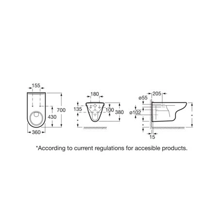 Roca WC Suspendu Access Blanc 36x70x48 Cm, Avec Abattant Frein De Chute 4 Roca WC Suspendu Access Blanc 36x70x48 Cm, Avec Abattant Frein De Chute – Image 2