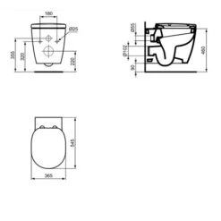 Ideal Standard WC Suspendu PMR Connect Freedom 545x365x460 Mm Sans Bride -Aqua Home Magasin wc suspendu e607501 connect freedom 545x365 cm 1