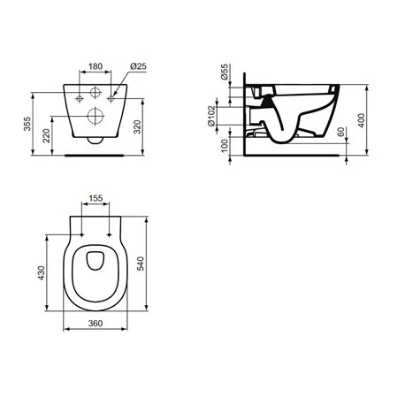 Ideal Standard WC Suspendu Connect 545x365x400 Mm Sans Bride 4 Ideal Standard WC Suspendu Connect 545x365x400 Mm Sans Bride – Image 2