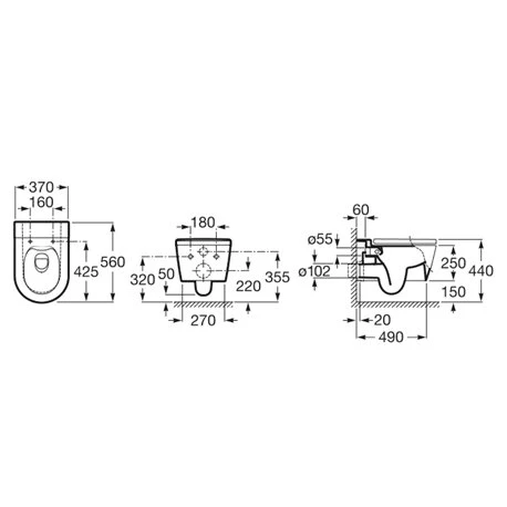 Roca WC Suspendu Inspira Round Blanc Brillant 37x56x44 Cm, Avec Abattant Frein De Chute 4 Roca WC Suspendu Inspira Round Blanc Brillant 37x56x44 Cm, Avec Abattant Frein De Chute – Image 2