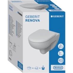 Geberit WC Suspendu Renova 500.801.00.1 540x370x405 Mm Sans Bride 11 Geberit WC Suspendu Renova 500.801.00.1 540x370x405 Mm Sans Bride -Aqua Home Magasin wc suspendu renova 500801001 charnieres declipsables 4